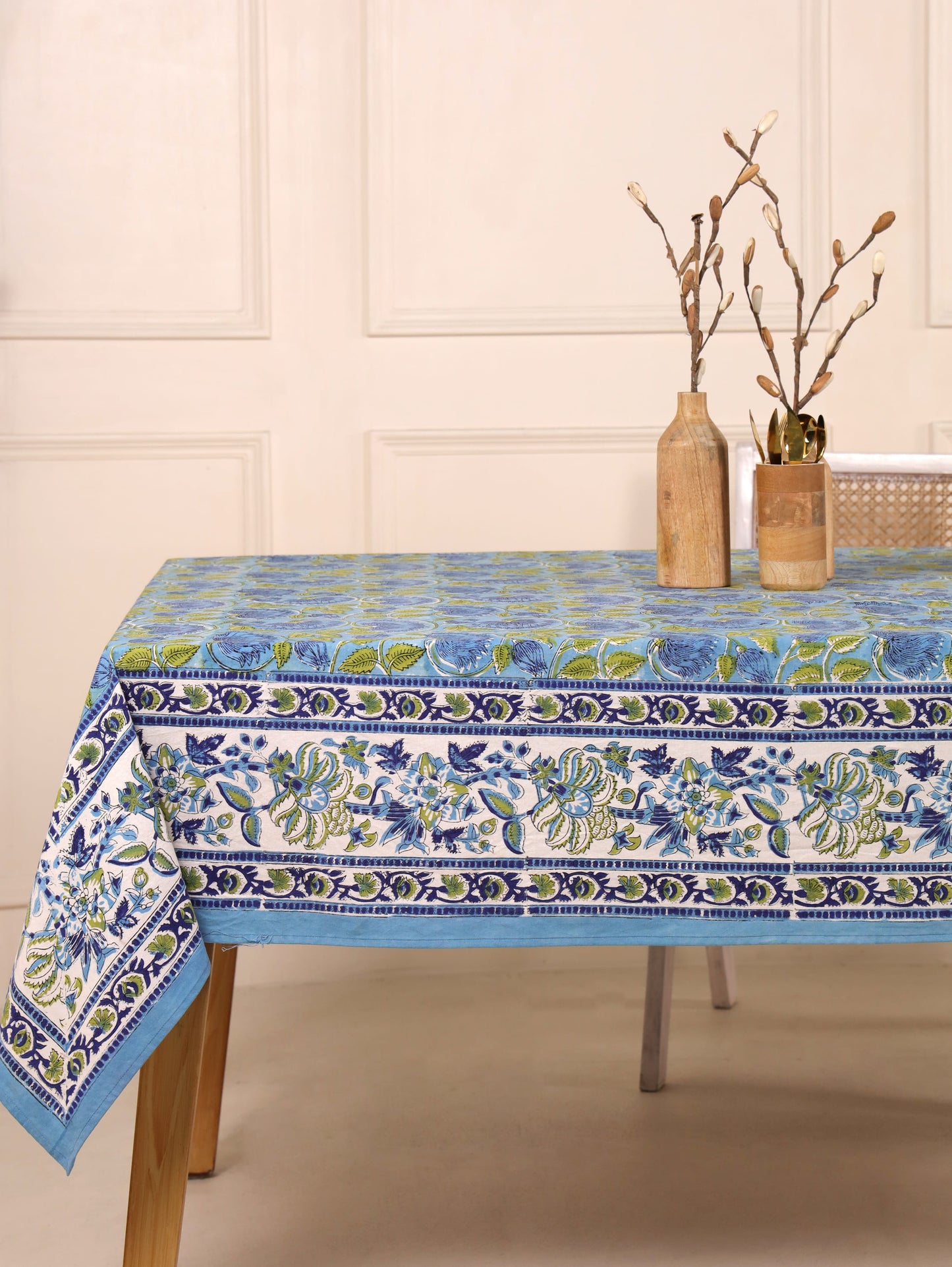 The Serene Aqua Floral Table Cloth