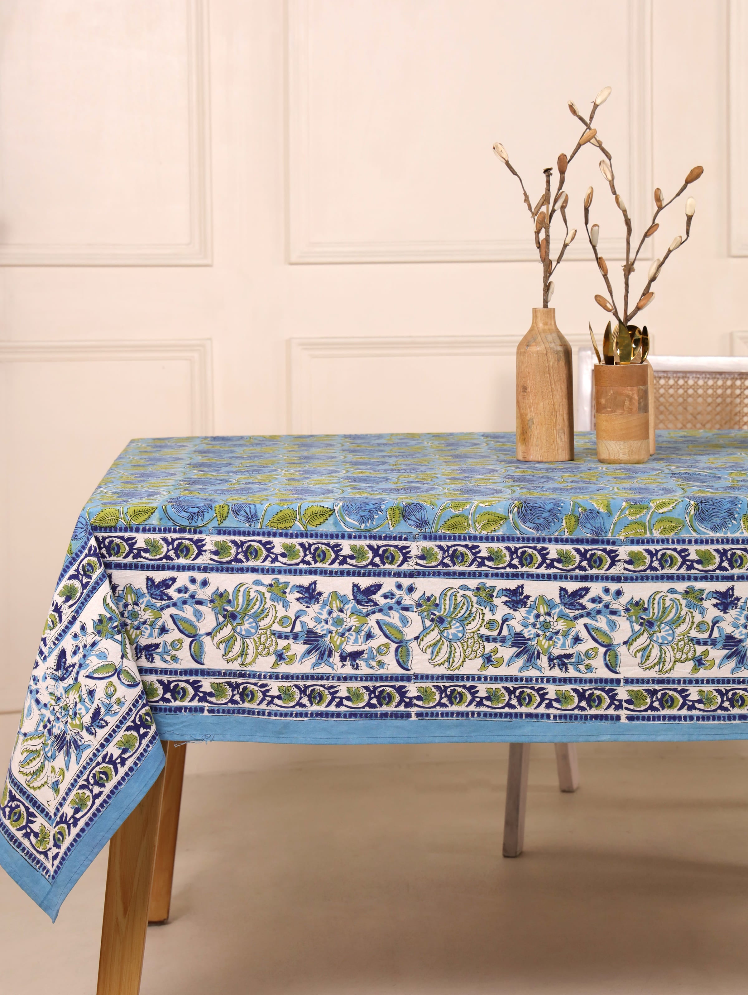 The Serene Aqua Floral Table Cloth