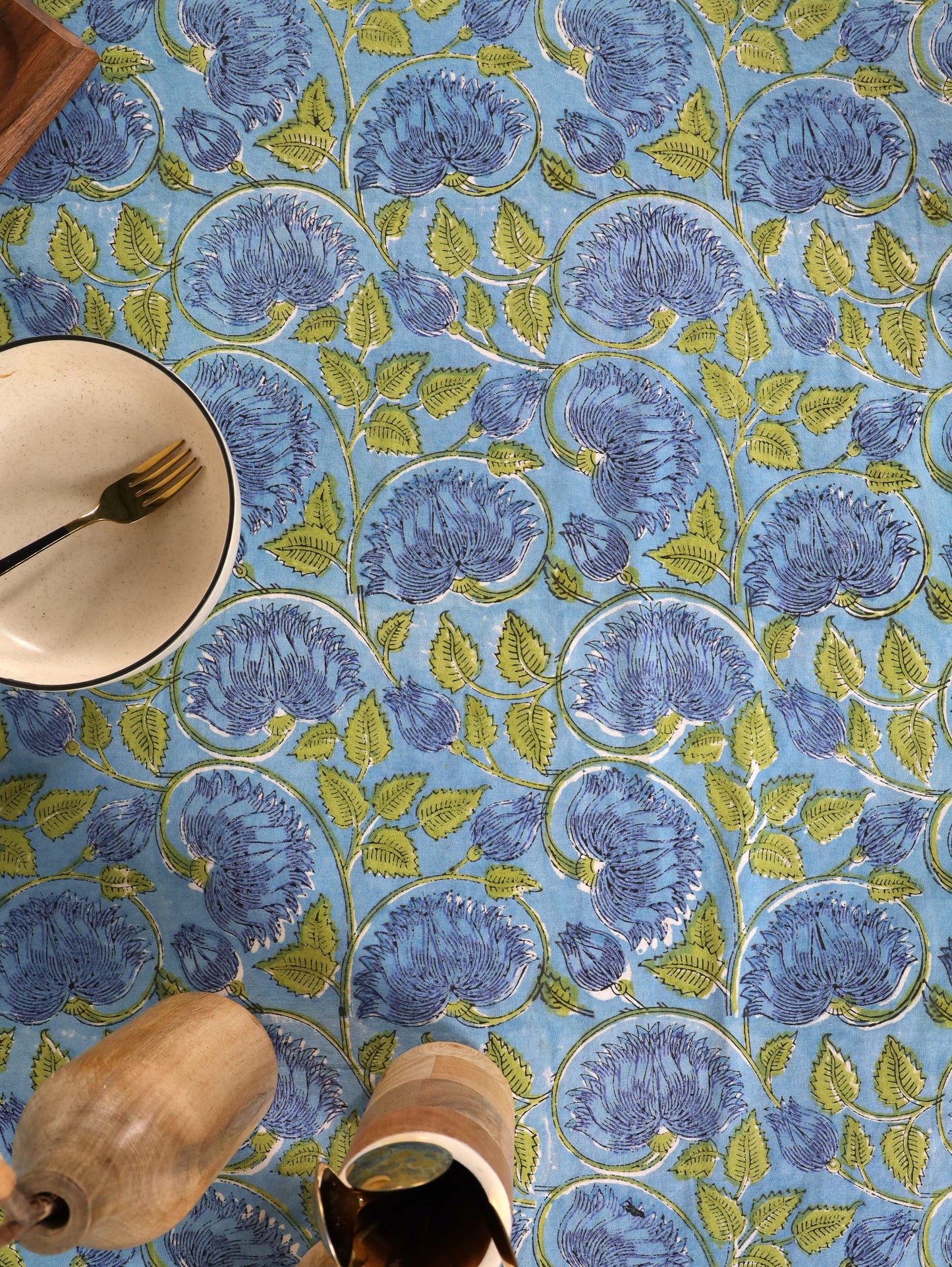 The Serene Aqua Floral Table Cloth