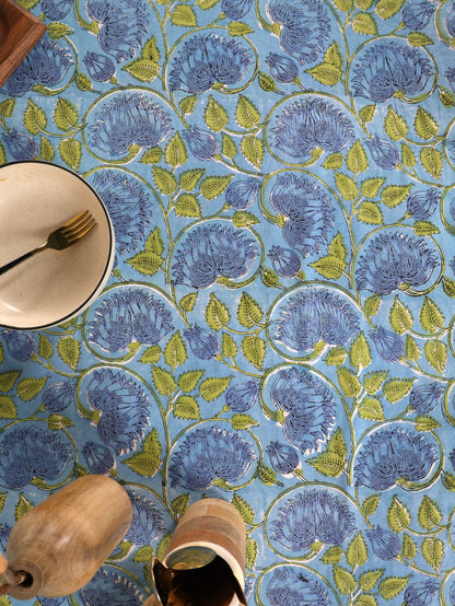 The Serene Aqua Floral Table Cloth