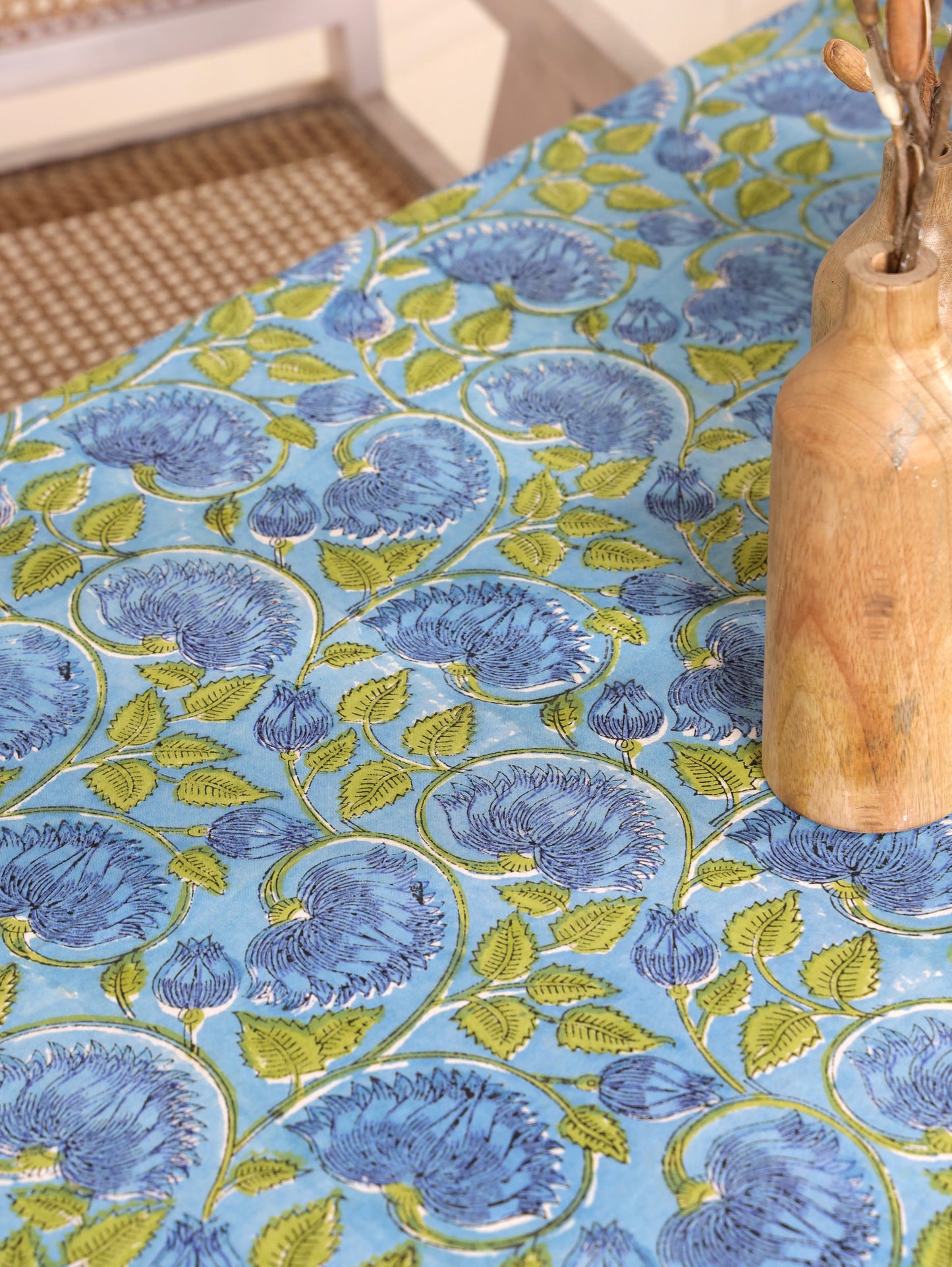 The Serene Aqua Floral Table Cloth