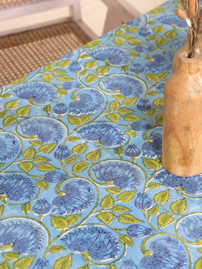 The Serene Aqua Floral Table Cloth