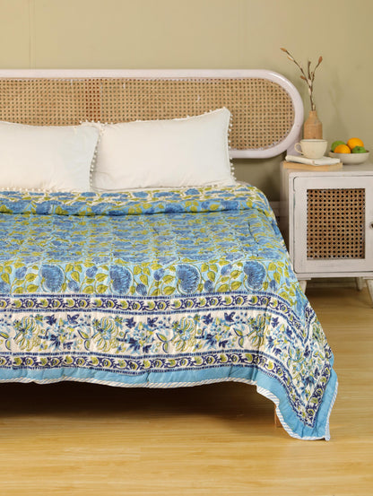The Serene Aqua Floral Quilt