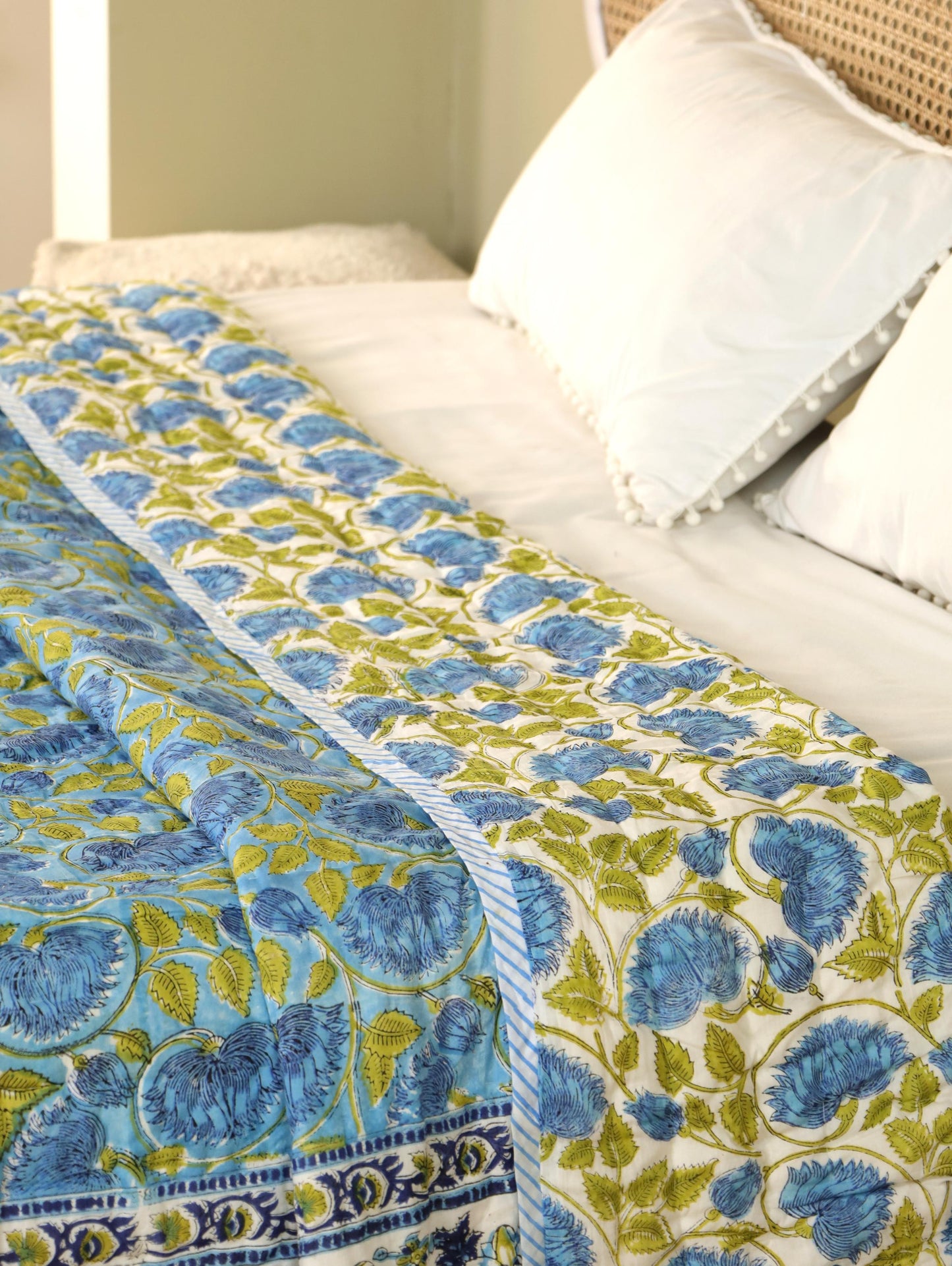The Serene Aqua Floral Quilt