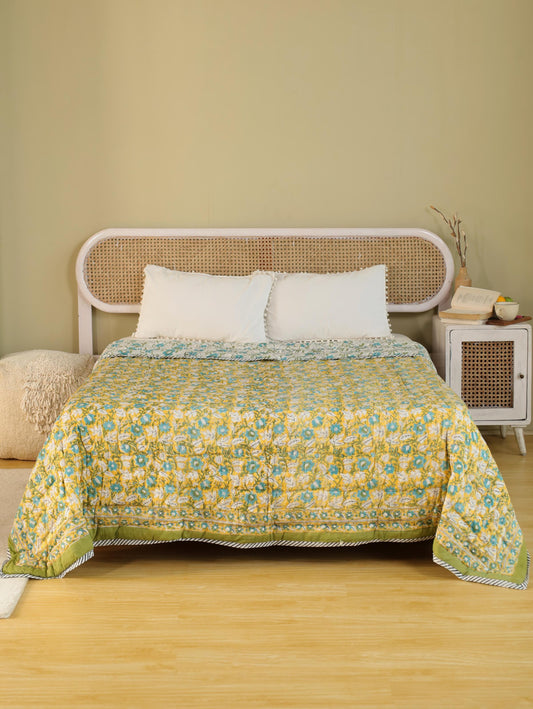 The Marigold & Turquoise Bloom Quilt