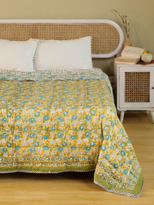 The Marigold & Turquoise Bloom Quilt