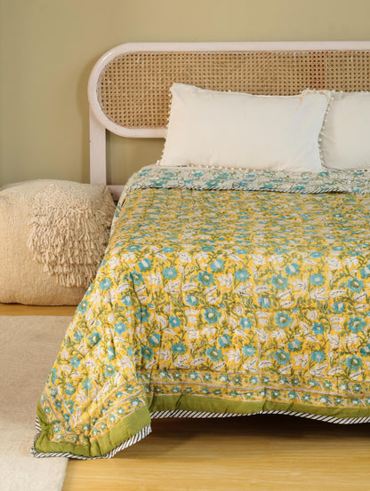 The Marigold & Turquoise Bloom Quilt