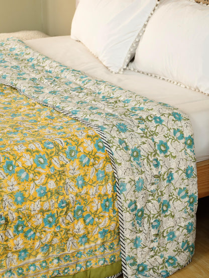 The Marigold & Turquoise Bloom Quilt