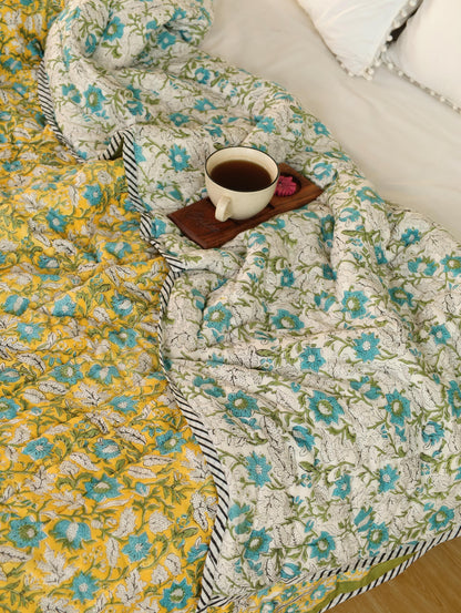 The Marigold & Turquoise Bloom Quilt