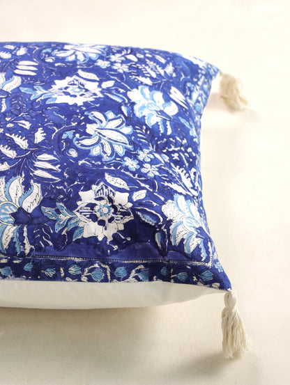 The Midnight Indigo Tassel Cushion Cover